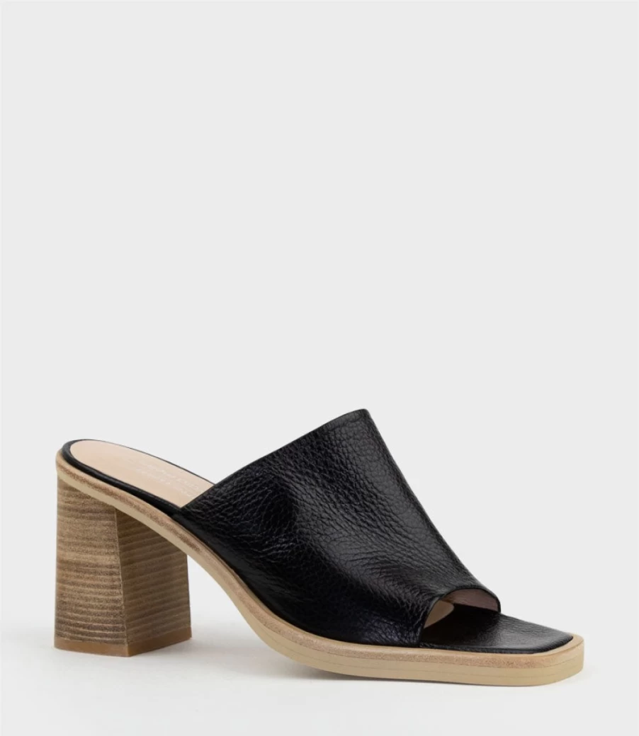 Edward Meller Women's Inaya90 Black Block Heel Slide Sandals
