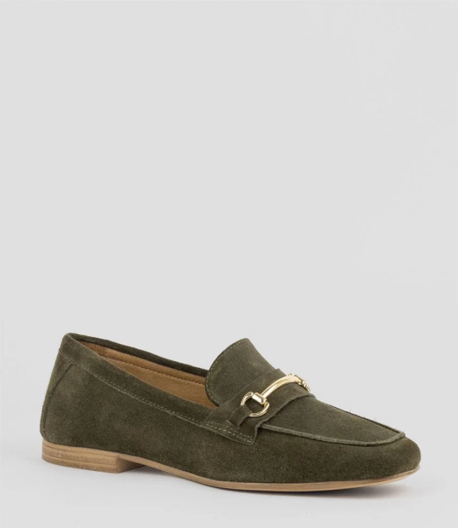 Edward Meller Women's Gerard Moss Suede Moccasin Shoes