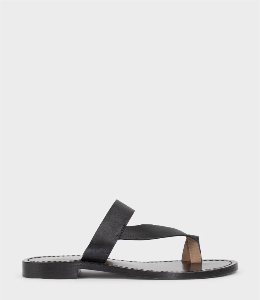 Edward Meller Women's Black Kirabee Toe Thong Sandals Slide