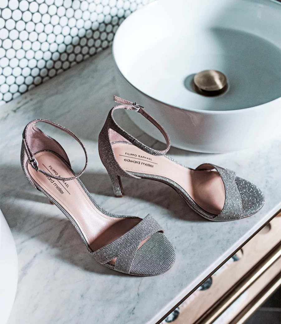 Edward Meller Women's Santo90 Silver Ritz Asymmetrical Platform Sandals