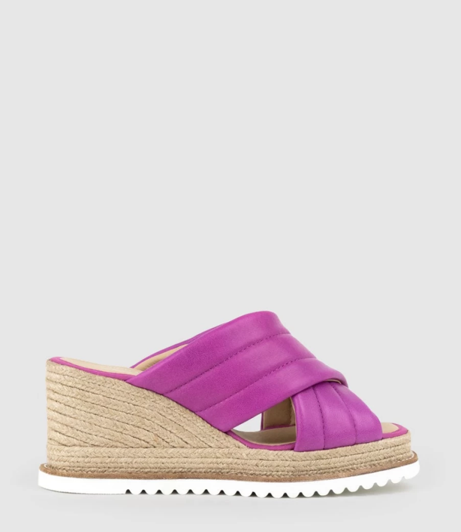 Edward Meller Women's Morgan Quilted Magenta Crossover Espadrille Flats