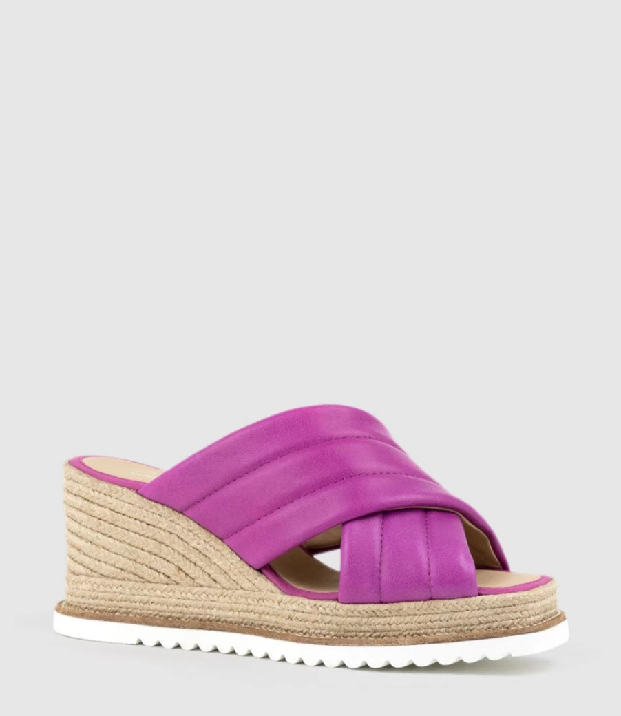 Edward Meller Women's Morgan Quilted Magenta Crossover Espadrille Flats