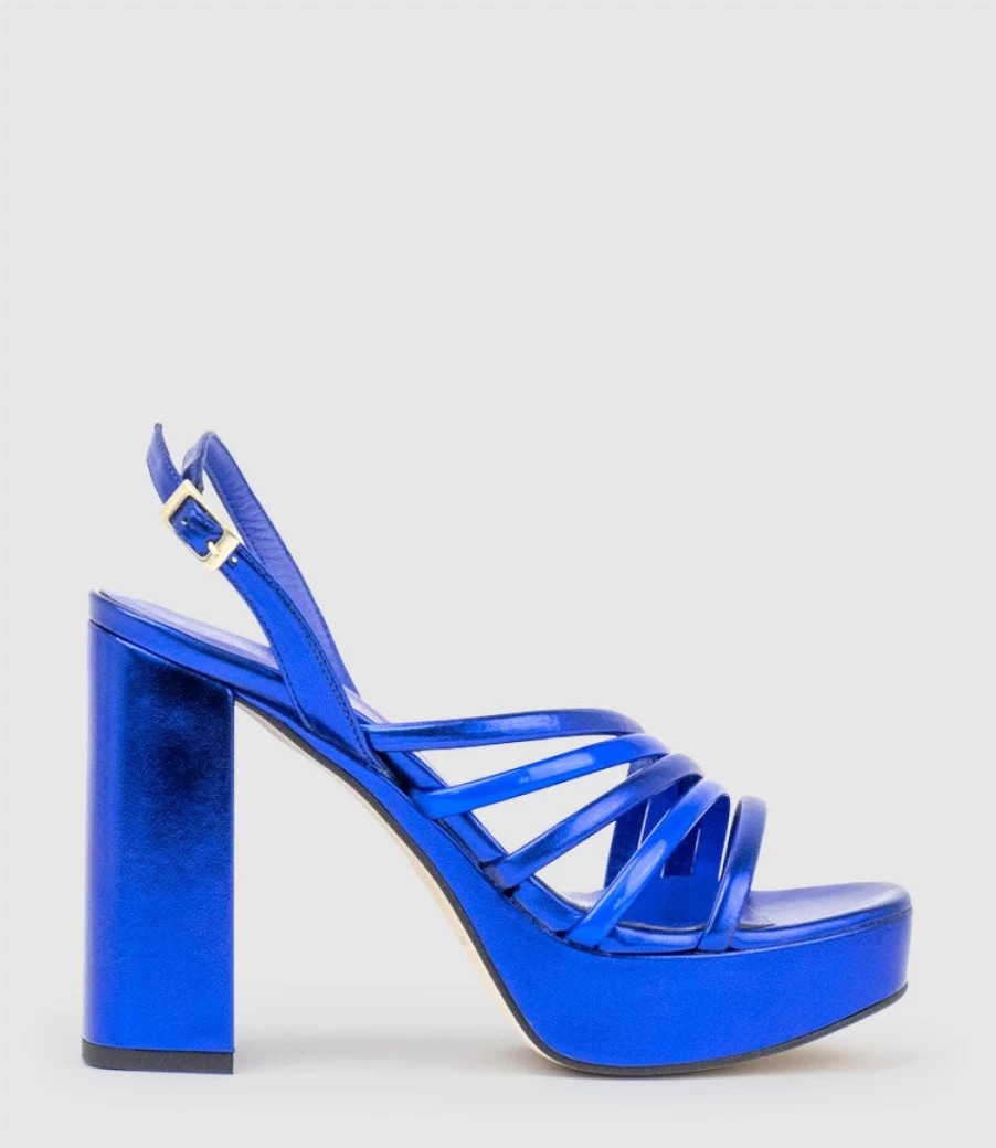 Edward Meller Women's Blue Rinwa100 Asymmetrical Platform Sandals