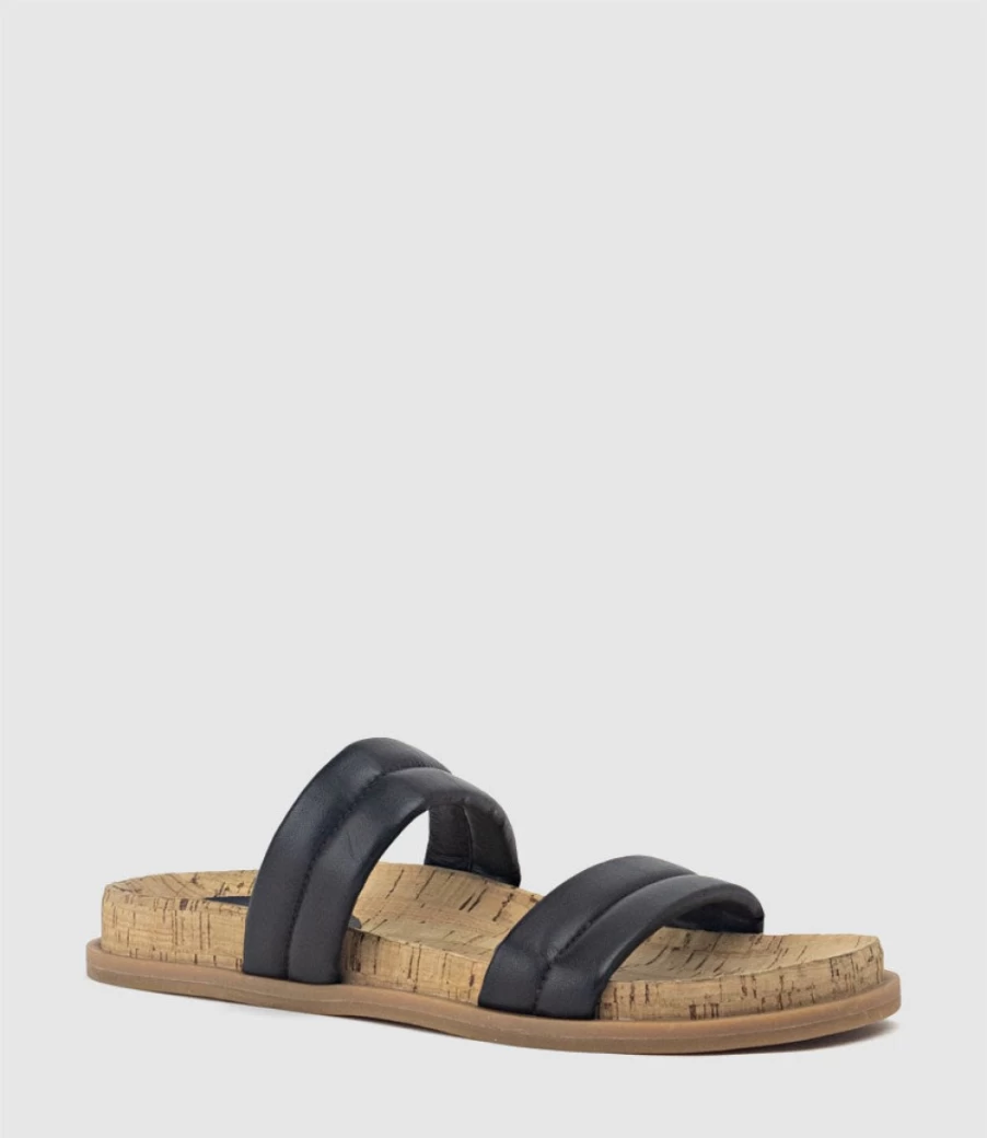 Edward Meller Women's Kinala Black Two Strap Slide On Sandals
