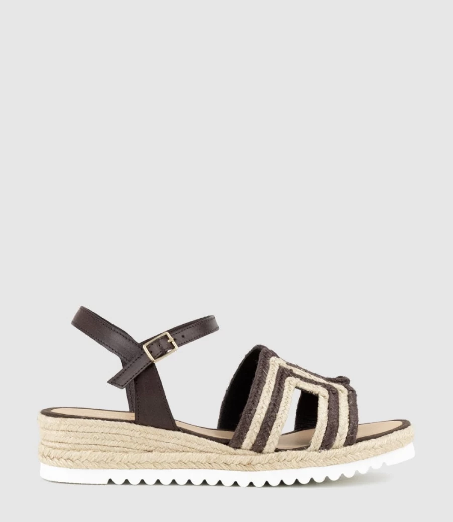 Edward Meller Women's Mayan Geometric Weave Chocolate Espadrille Sandals