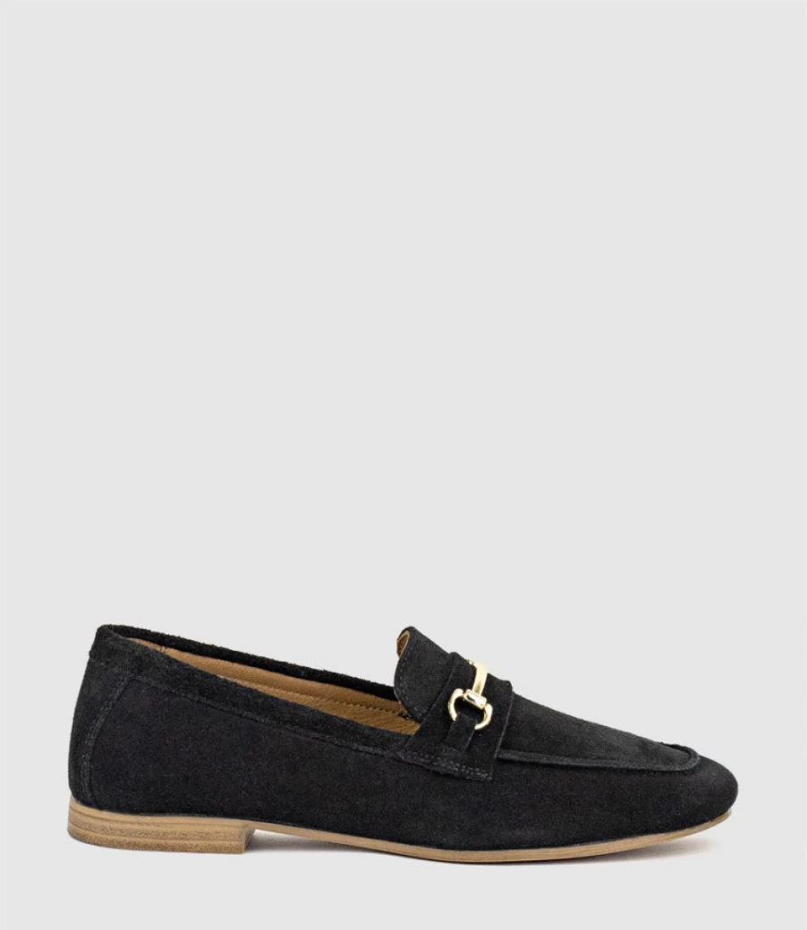 Edward Meller Women's Gerard Black Suede Moccasin Shoes