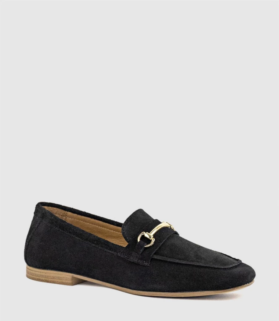 Edward Meller Women's Gerard Black Suede Moccasin Shoes