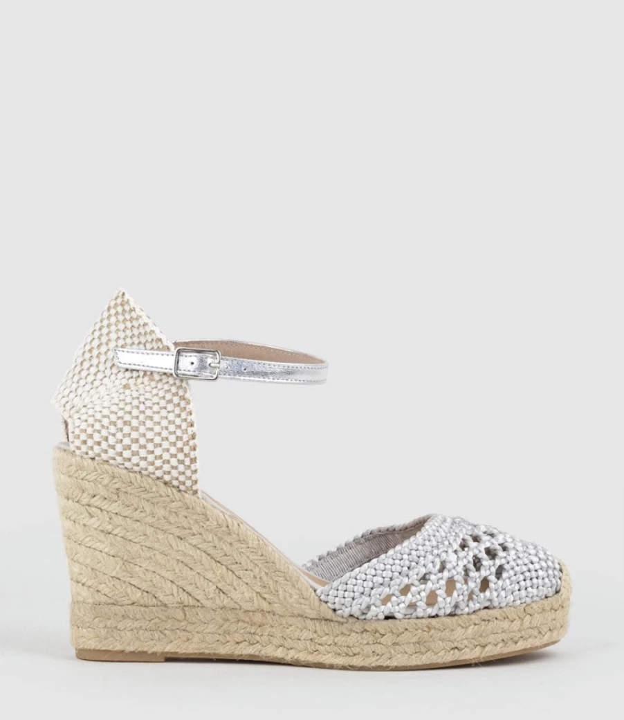 Edward Meller Women's Madras Silver Closed Toe Espadrille Flats