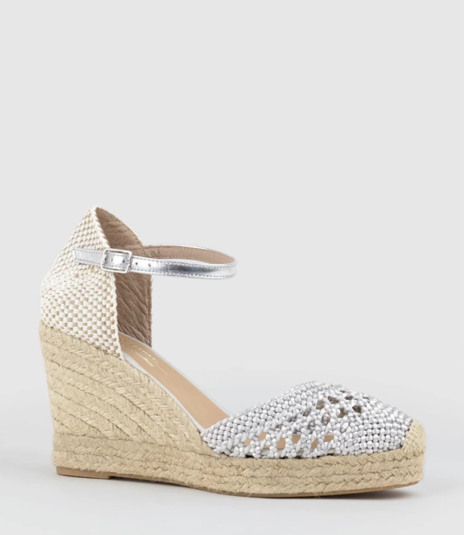 Edward Meller Women's Madras Silver Closed Toe Espadrille Flats