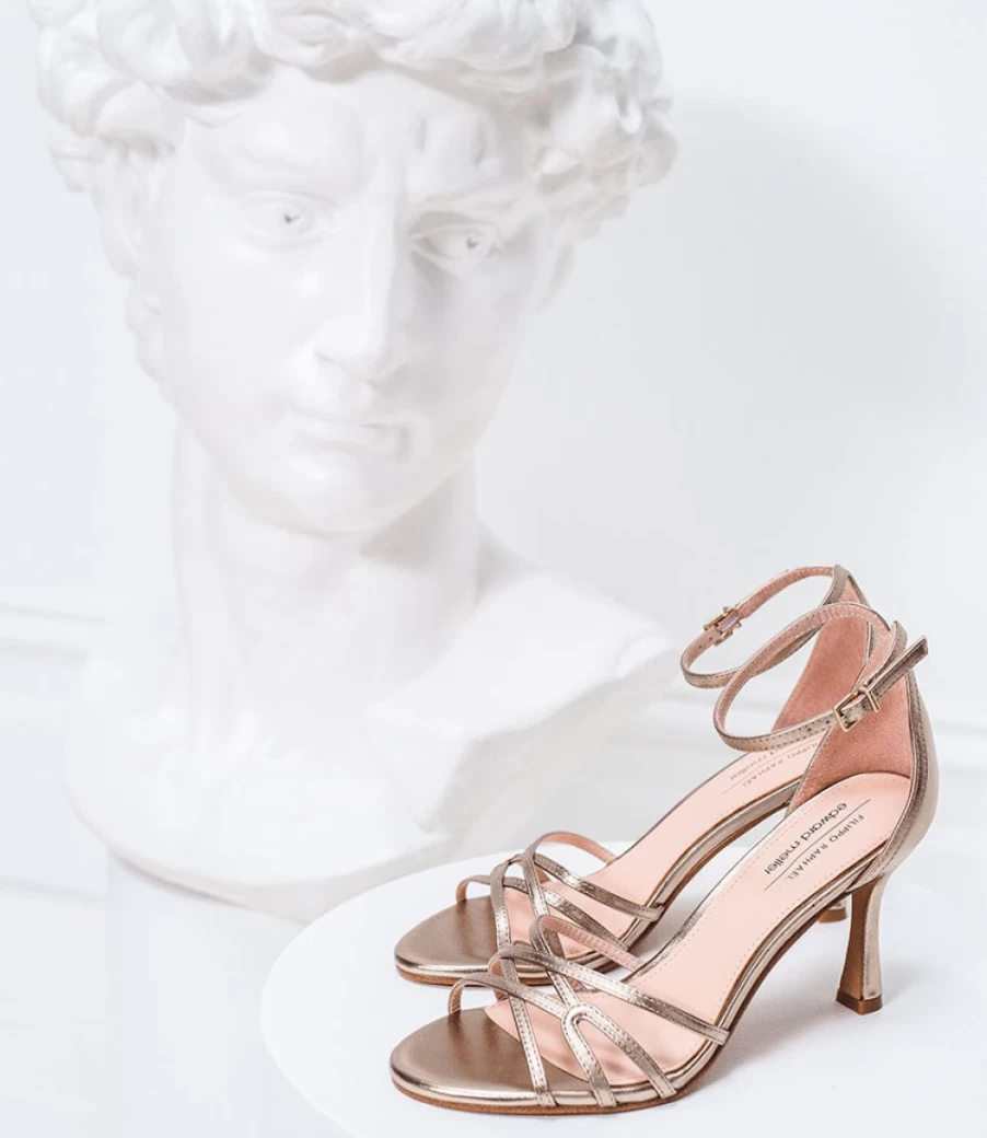 Edward Meller Women's Siena85 Rose Gold Multi-Strap Sandals