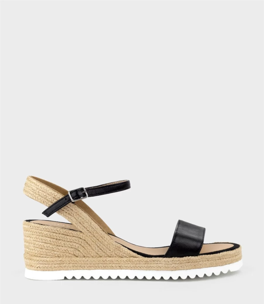 Edward Meller Women's Mylo Single Strap Black Espadrille Sandals
