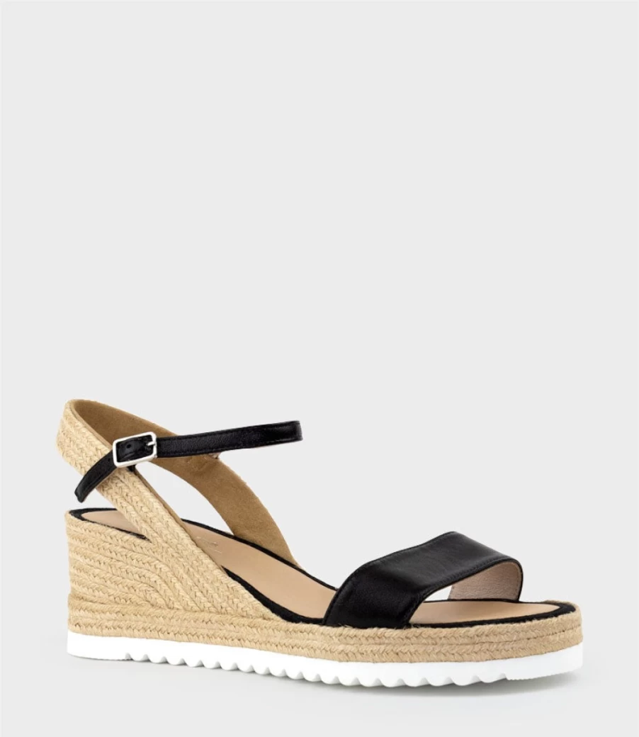 Edward Meller Women's Mylo Single Strap Black Espadrille Sandals