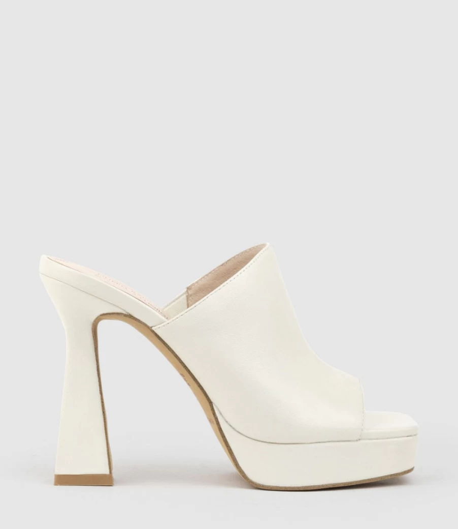 Edward Meller Women's Isha110 Platform Slide Sandals in Offwhite