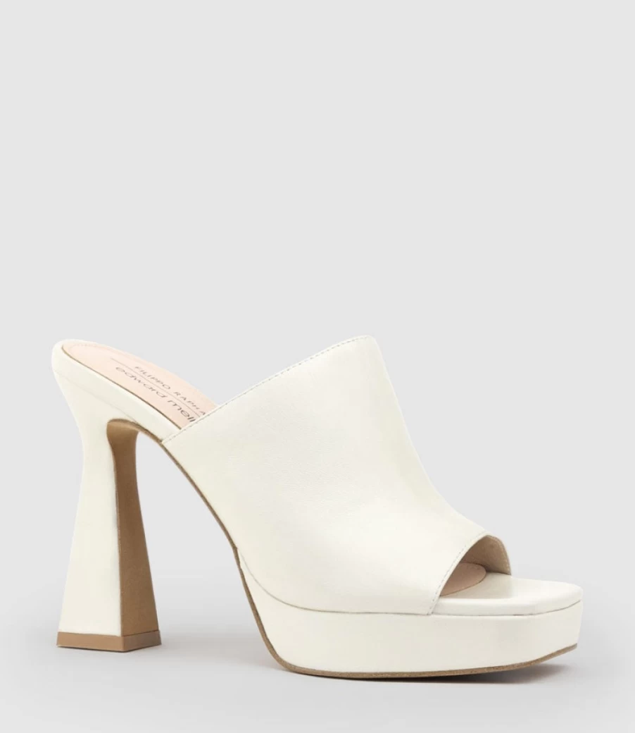 Edward Meller Women's Isha110 Platform Slide Sandals in Offwhite