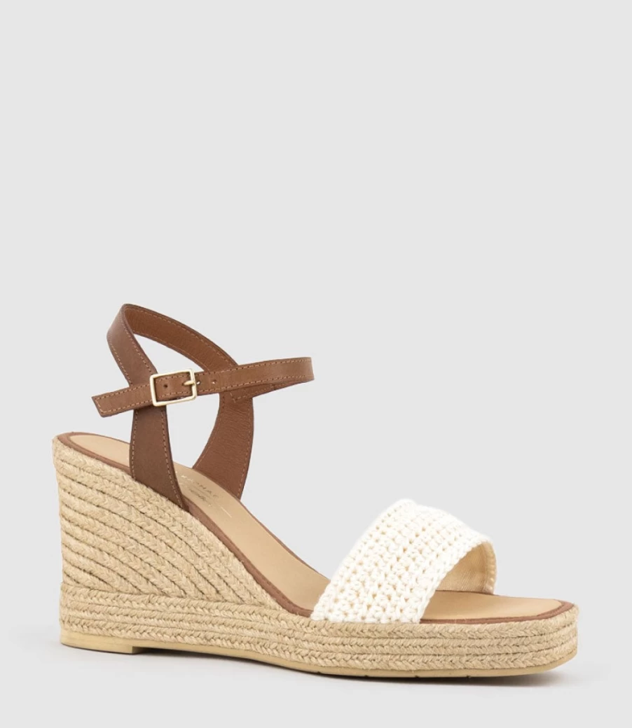 Edward Meller Women's Tan Moire Crochet Espadrille Shoes