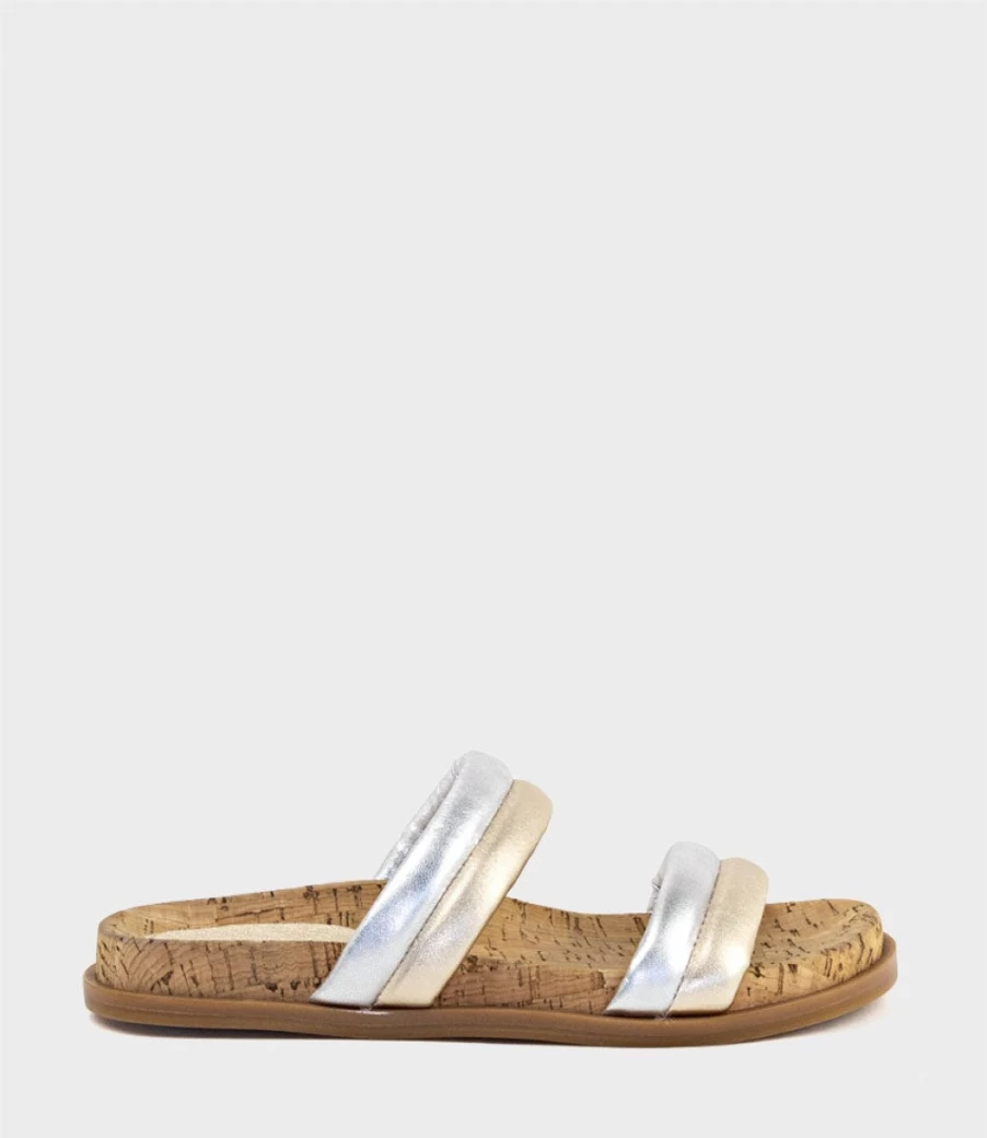 Edward Meller Women's Kinala Metallic Multi Two-Strap Slide-On Sandals