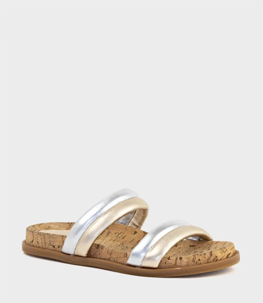 Edward Meller Women's Kinala Metallic Multi Two-Strap Slide-On Sandals