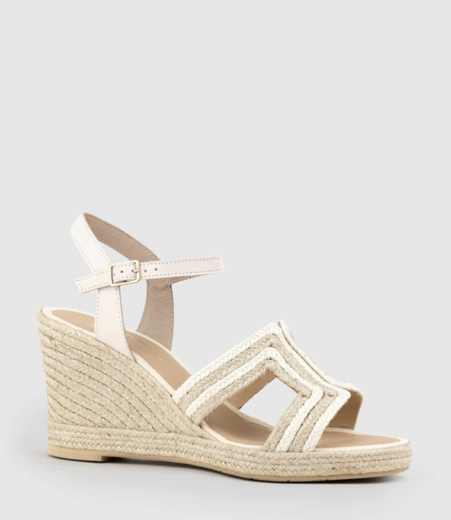 Edward Meller Women's White Geometric Weave Espadrille High Heel Sandals