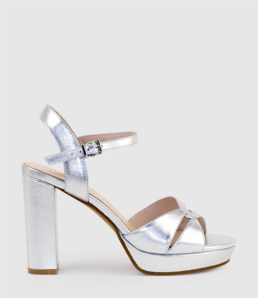 Edward Meller Women's Regent100 Silver Interlocked Platform Sandal