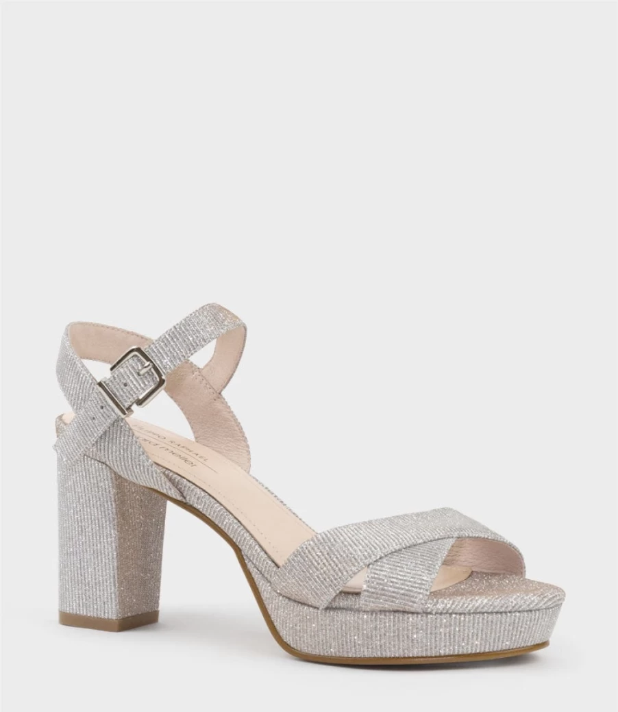 Edward Meller Women's Rowan80 Silver Asymmetrical Platform Sandal - Ritz Style