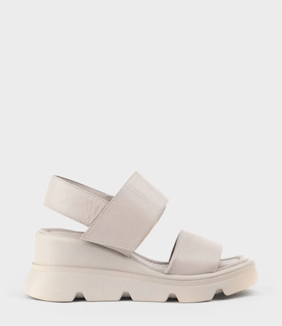 Edward Meller Women's Lamar Two Strap Sandal with Exaggerated Platform in Grey