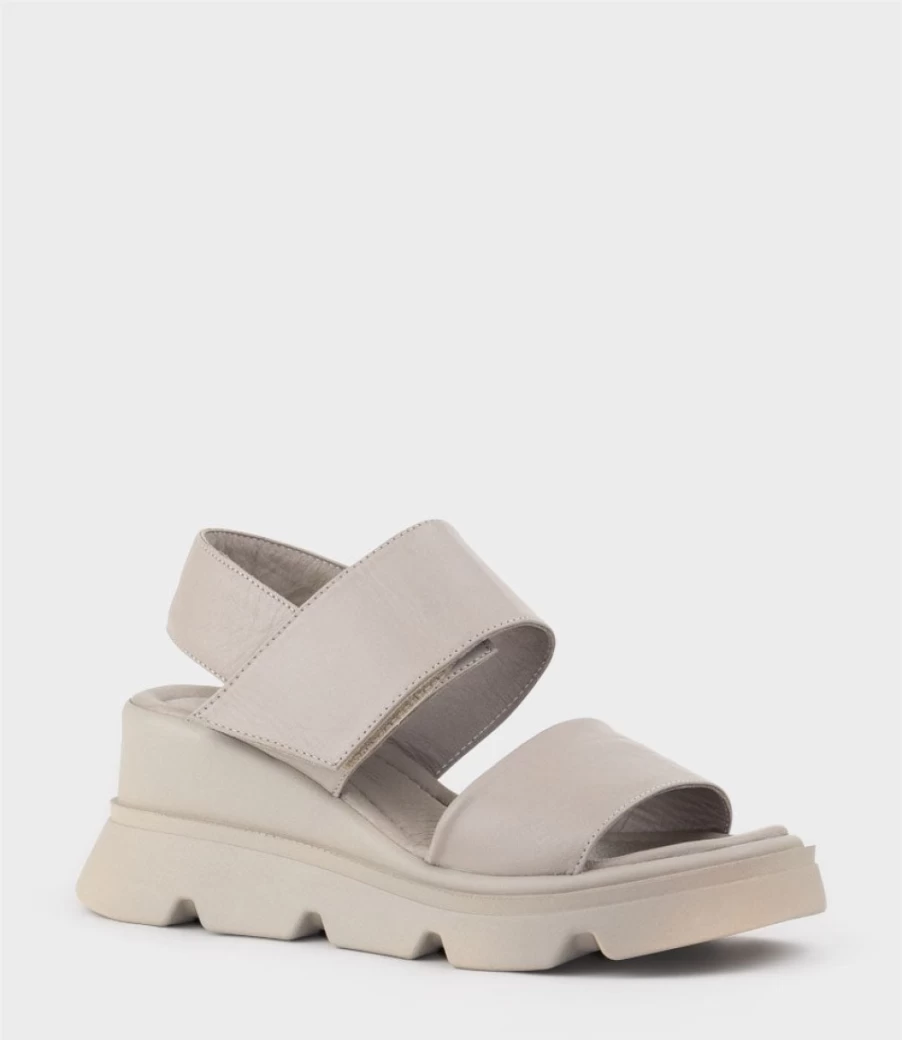 Edward Meller Women's Lamar Two Strap Sandal with Exaggerated Platform in Grey