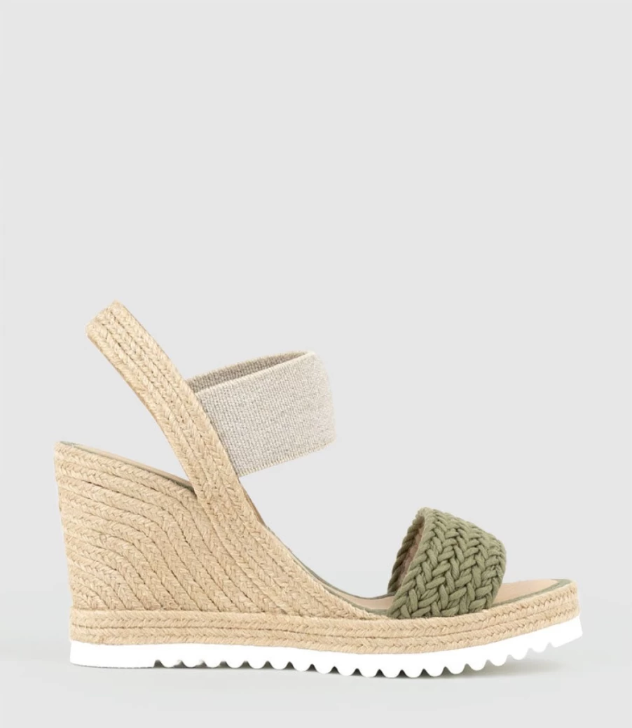 Edward Meller Women's Khaki Mercedes Elastic Crochet Espadrille Shoes
