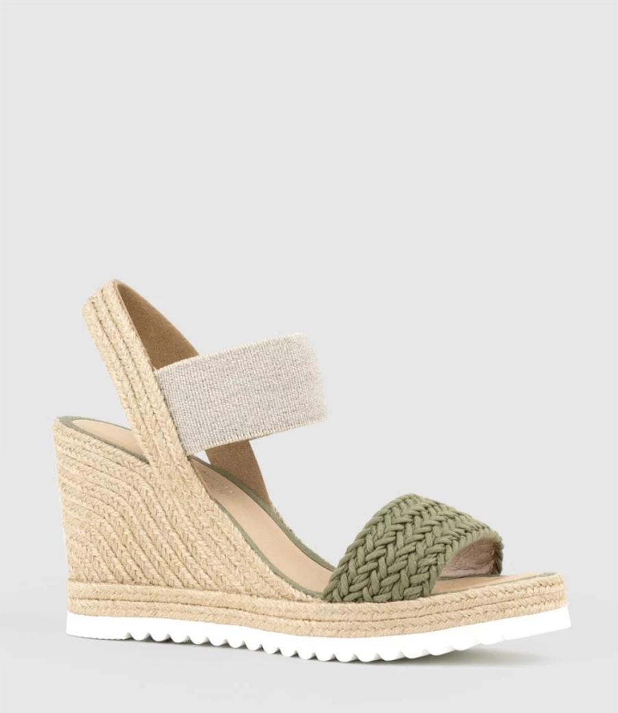 Edward Meller Women's Khaki Mercedes Elastic Crochet Espadrille Shoes