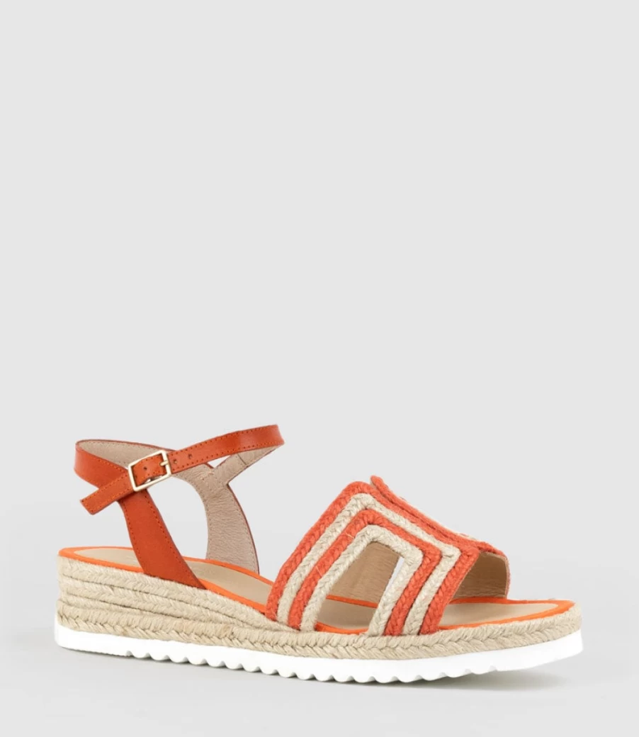 Edward Meller Women's Mayan Geometric Weave Orange Espadrille Shoes