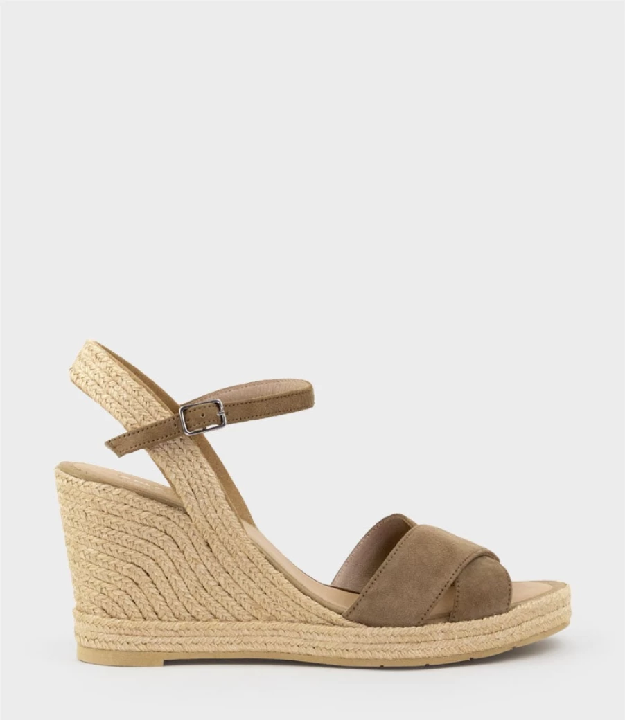 Edward Meller Women's Mona Taupe Suede Single Strap Espadrille Sandals