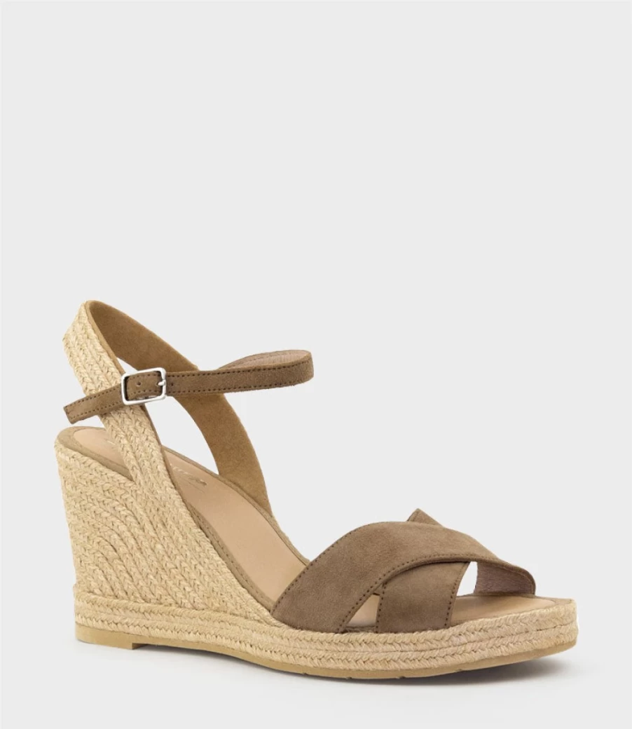 Edward Meller Women's Mona Taupe Suede Single Strap Espadrille Sandals