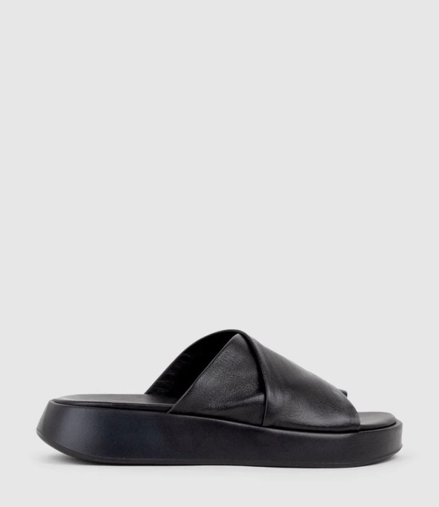 Edward Meller Women's Black Teslyn Toe Thong Slide Sandals