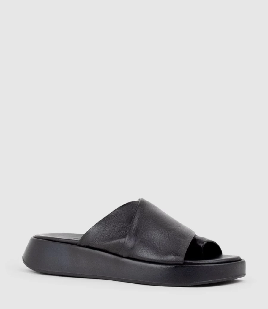 Edward Meller Women's Black Teslyn Toe Thong Slide Sandals