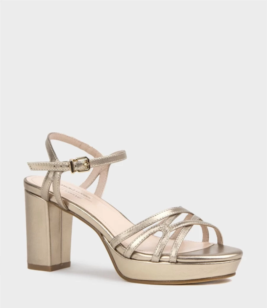 Edward Meller Women's Riva80 Multistrap Platform Sandal in Rose Gold - Stylish Comfort Summer Footwear