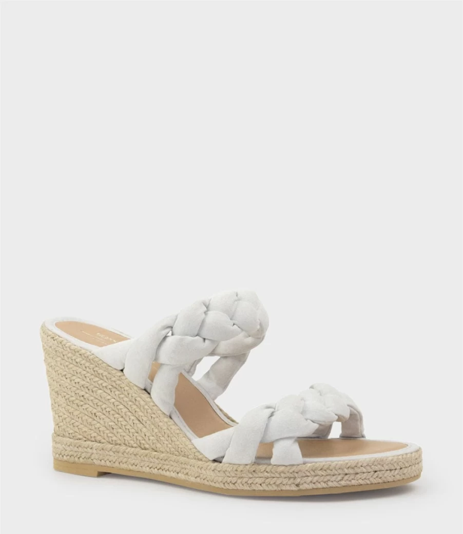 Edward Meller Women's Off-White Suede Malone Braided Two-Strap Espadrille Sandals