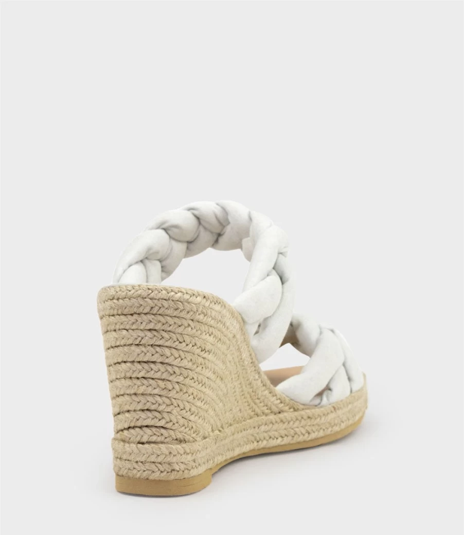 Edward Meller Women's Off-White Suede Malone Braided Two-Strap Espadrille Sandals
