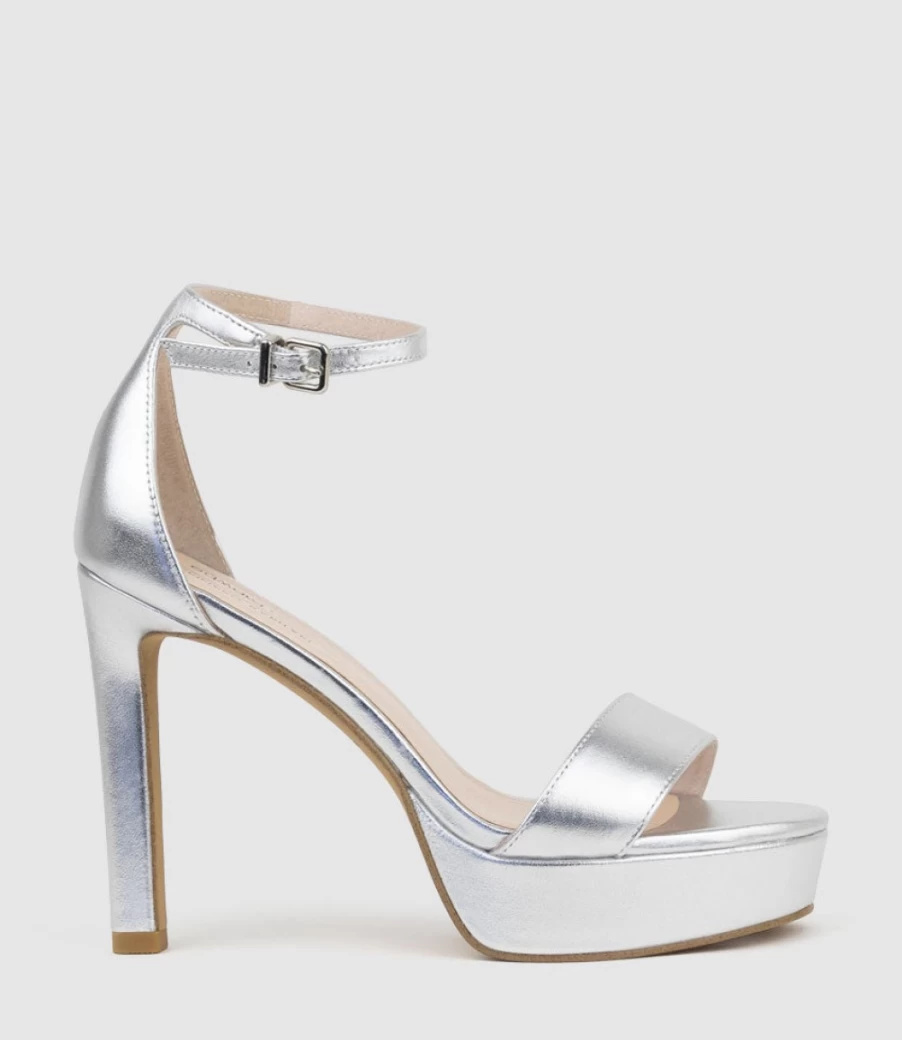 Edward Meller Women's Sydney110 Silver Single Strap Platform Sandals
