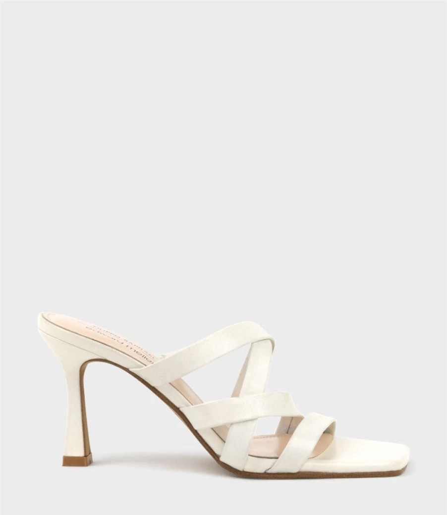 Edward Meller Women's Indie80 Square Toe Strappy Slide Sandals in Offwhite