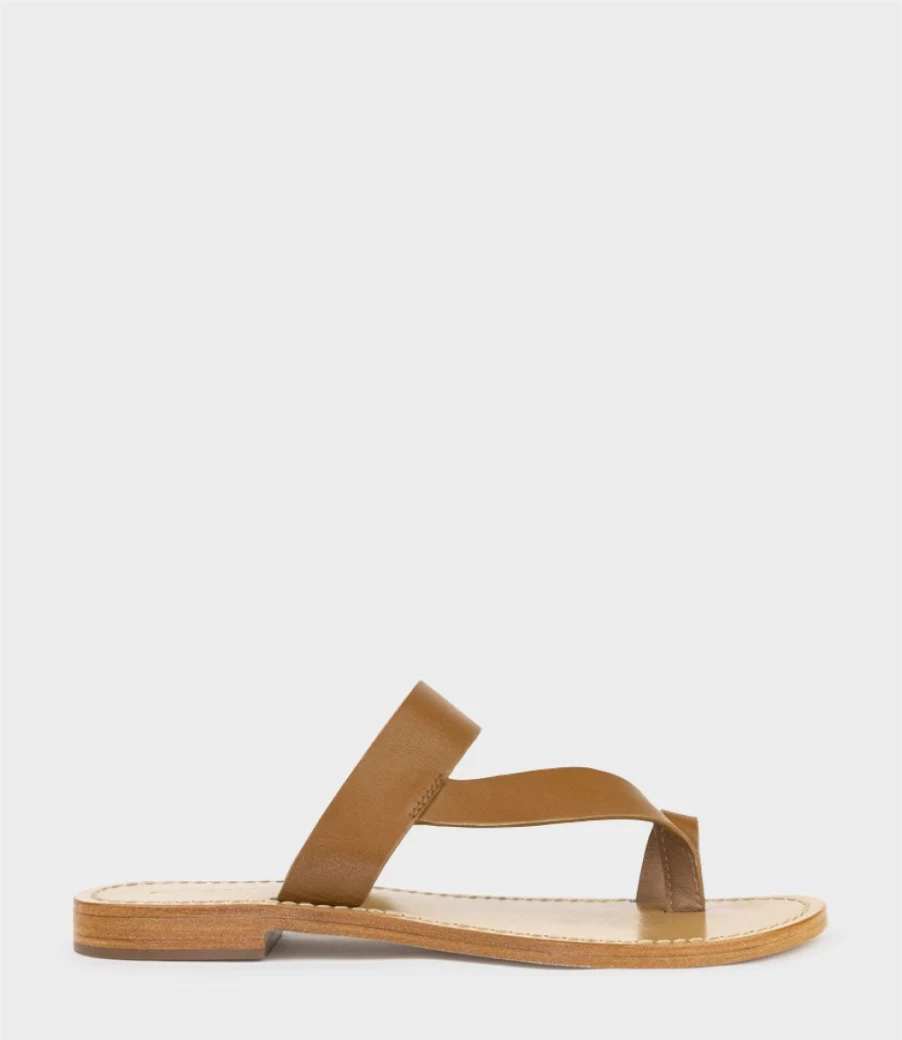 Edward Meller Women's Tan Toe Thong Slide Sandals - Kirabee Style