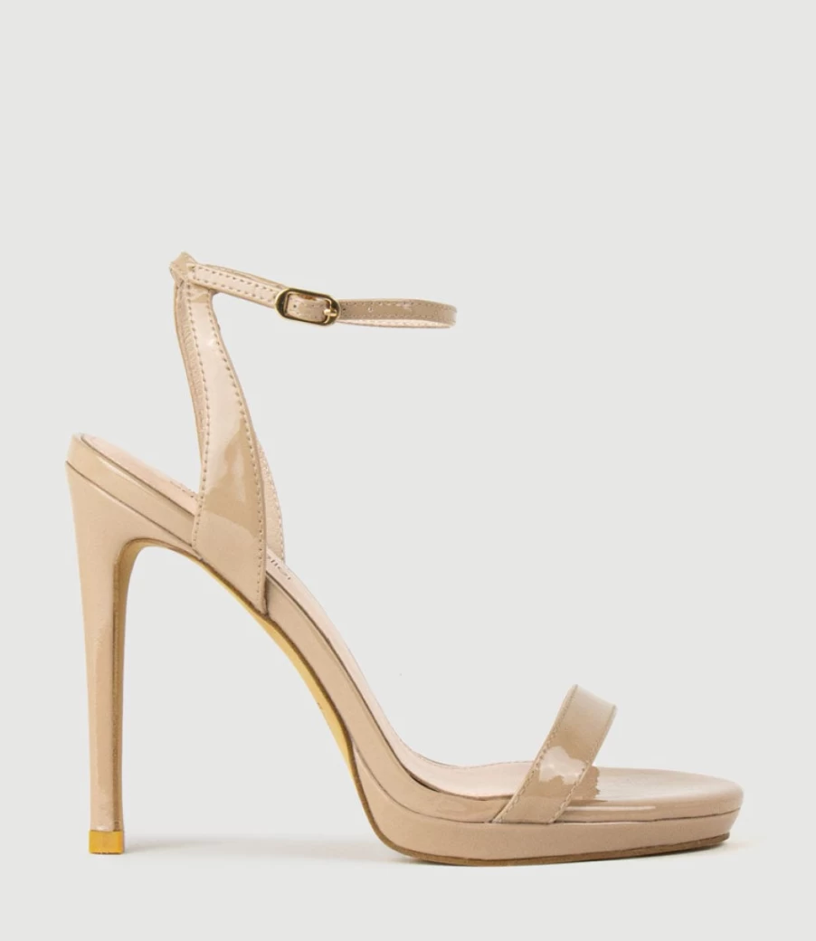 Edward Meller Women's Whisper110 Single Strap Nude Patent Platform Sandal