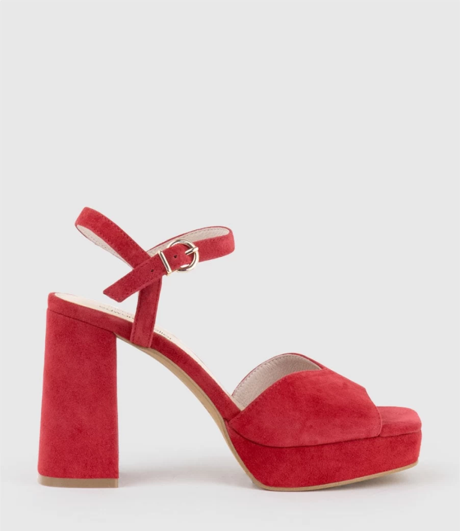 Edward Meller Women's Rhiana95 V Throat Red Suede Platform Sandals