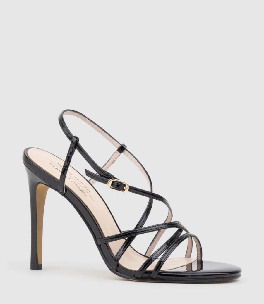 Edward Meller Women's Willa100 Black Patent Leather Strappy Sandals