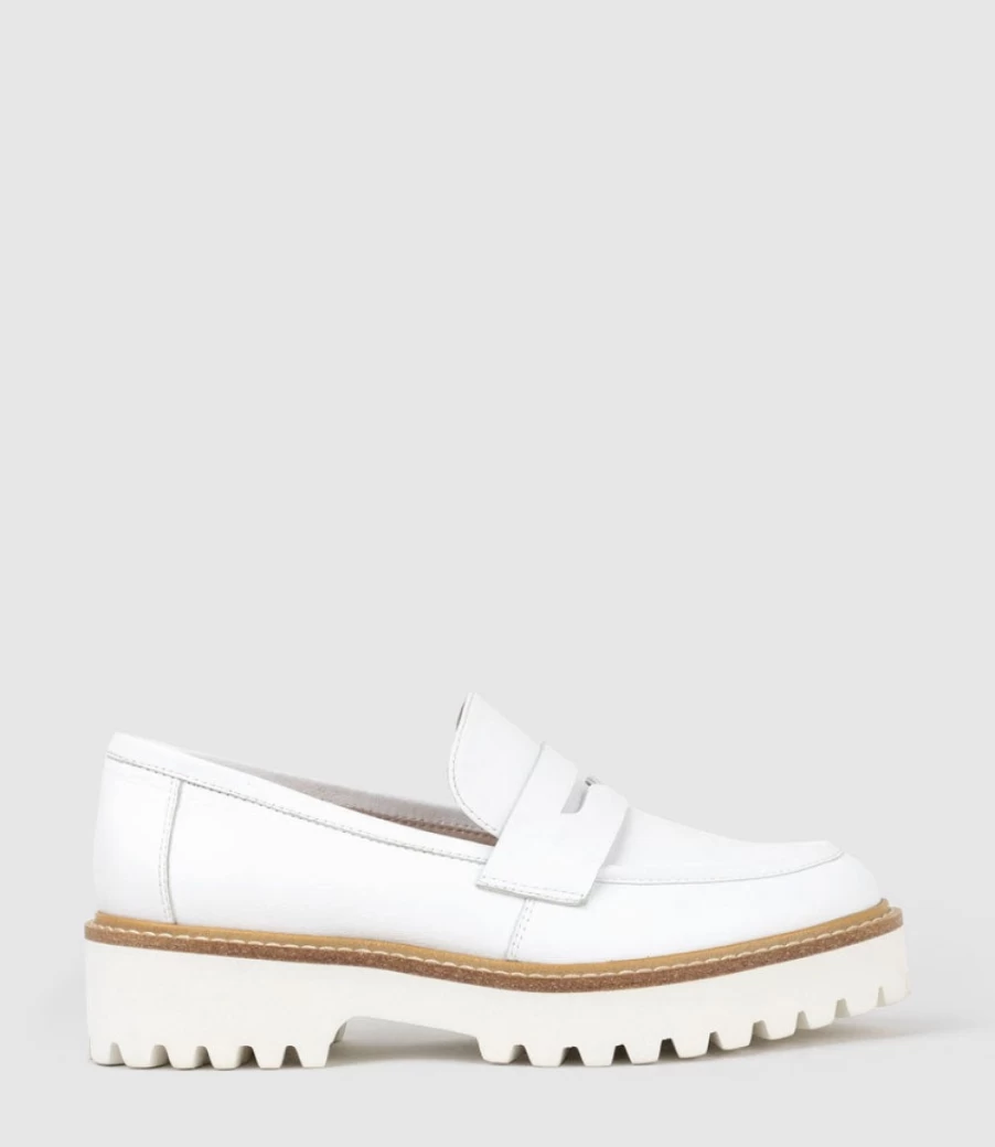 Edward Meller Women's Gillian Chunky Sole Off-White Moccasin Shoes