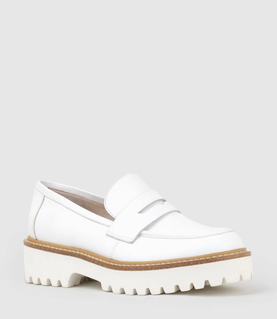 Edward Meller Women's Gillian Chunky Sole Off-White Moccasin Shoes