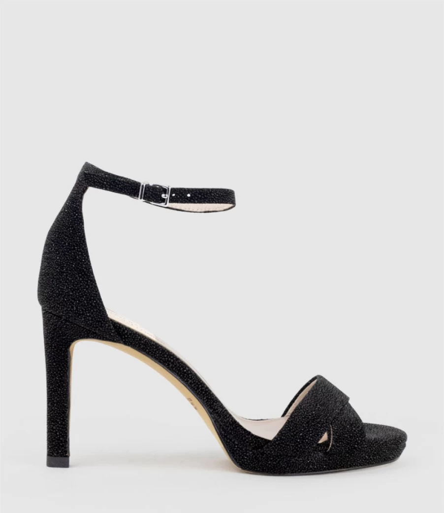 Edward Meller Women's Santo90 Asymmetrical Platform Sandals - Black Speckle Design, Fashionable & Comfortable