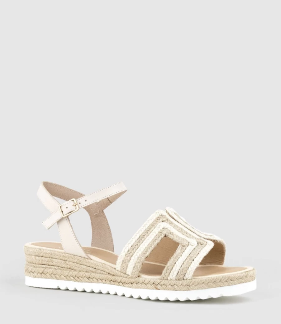 Edward Meller Women's White Mayan Geometric Weave Espadrille Sandals