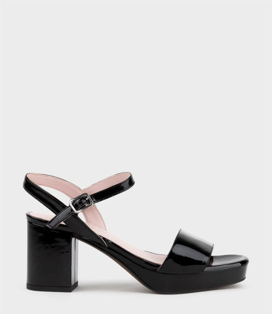 Edward Meller Women's Sylas75 Black Patent Leather Platform Sandals