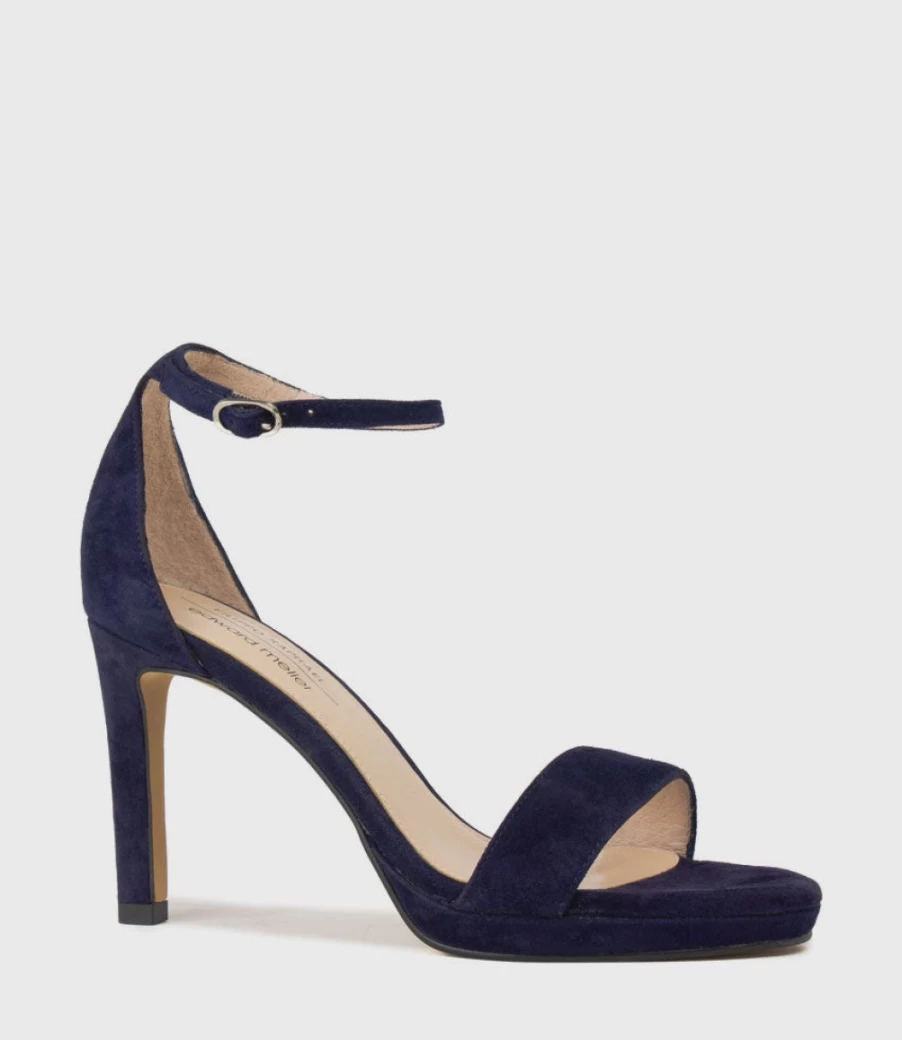 Edward Meller Women's Sylvia90 Navy Suede Platform Sandals