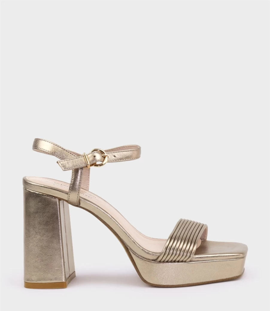 Edward Meller Women's Rialto95 Rosegold Platform Sandal with Banded Strap