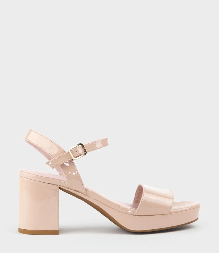 Edward Meller Women's Sylas75 Nude Patent Leather Platform Sandals